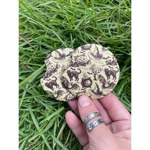 Witchy Black Cat Neoprene Car Coasters 2 Pack
